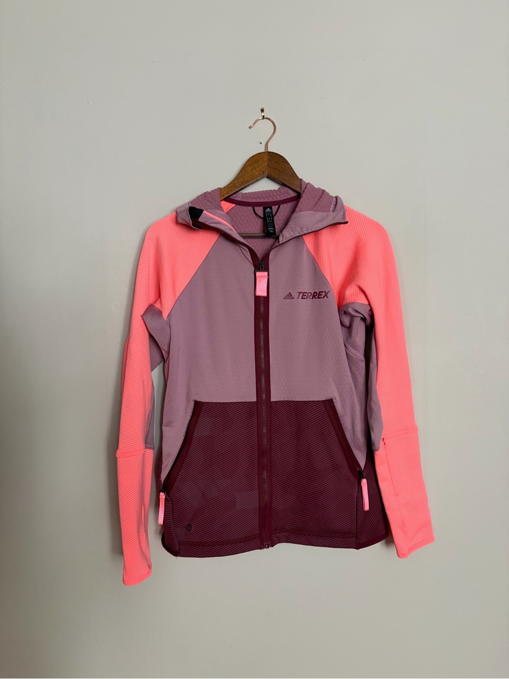 adidas Pink & Plum Textured Zip Hoodie